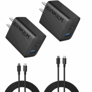 Anker iPhone 16 Charger, 2-Pack 20W Fast USB C Charger Block, for iPhone 16/16 Pro Max/15 Series/iPad Pro and More (Black, 2 Pack & 2 Cable)